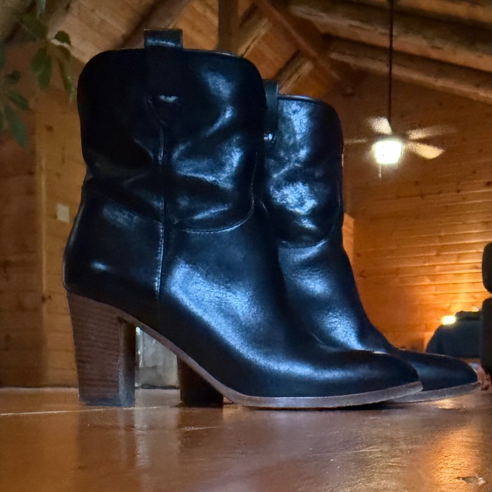 Black Leather Ankle Boots